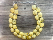 Load image into Gallery viewer, Marigold Double Strand Statement Necklace,  Chunky yellow Oval Beaded Bib Jewelry earrings, yellow jewelry set, marigold gold jewelry