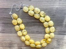 Load image into Gallery viewer, Marigold Double Strand Statement Necklace,  Chunky yellow Oval Beaded Bib Jewelry earrings, yellow jewelry set, marigold gold jewelry