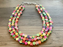 Load image into Gallery viewer, Summer Moscato Punch Necklace, fruity colorful rainbow jewelry, fruit punch necklace, fruit salad chunky necklace, bib statement