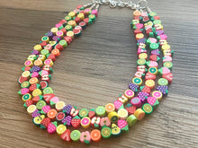 Load image into Gallery viewer, Summer Moscato Punch Necklace, fruity colorful rainbow jewelry, fruit punch necklace, fruit salad chunky necklace, bib statement