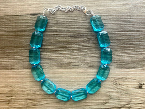 Teal Big Beaded Statement Necklace, beaded jewelry, blue jewelry, teal beaded necklace, turquoise jewelry, blue necklace, chunky beaded bib