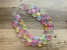 Load image into Gallery viewer, Tropical Pastel Pastry Beaded Necklace, Colorful Jewelry Chunky statement necklace resin beaded necklace jewelry pink blue purple green