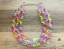 Load image into Gallery viewer, Tropical Pastel Pastry Beaded Necklace, Colorful Jewelry Chunky statement necklace resin beaded necklace jewelry pink blue purple green