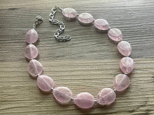 Load image into Gallery viewer, Blush Pink Single Strand Big Beaded Statement Necklace, baby pink Jewelry, pink beaded necklace, pink beaded necklace, bridesmaid necklace