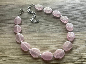 Blush Pink Single Strand Big Beaded Statement Necklace, baby pink Jewelry, pink beaded necklace, pink beaded necklace, bridesmaid necklace