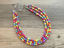 Load image into Gallery viewer, Razzle Dazzle Rainbow Beaded Necklace, Colorful Jewelry Chunky statement necklace, beaded necklace jewelry pride confetti