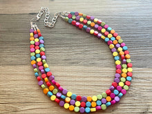 Load image into Gallery viewer, Razzle Dazzle Rainbow Beaded Necklace, Colorful Jewelry Chunky statement necklace, beaded necklace jewelry pride confetti