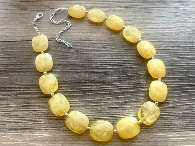 Single Strand Marigold Yellow Big Beaded Statement Necklace, bright yellow necklace, yellow jewelry set, yellow earrings