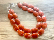 Load image into Gallery viewer, Ginger Orange Chunky Statement Necklace, Big beaded jewelry, Double Strand Statement Necklace, Bib necklace orange bridesmaid wedding silver