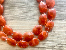 Load image into Gallery viewer, Ginger Orange Chunky Statement Necklace, Big beaded jewelry, Double Strand Statement Necklace, Bib necklace orange bridesmaid wedding silver