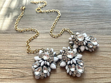 Load image into Gallery viewer, SALE! Rhinestone Statement Necklace with major BLING, clear and gold chunky necklace, statement jewelry, gemstone necklace, faux diamond