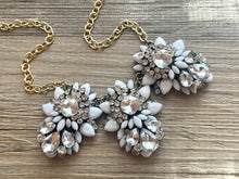 Load image into Gallery viewer, SALE! Rhinestone Statement Necklace with major BLING, clear and gold chunky necklace, statement jewelry, gemstone necklace, faux diamond