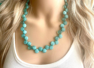 Mint Green Single Statement Necklace, Chunky Jewelry Big Beaded Necklace, light green teal Necklace, mint Jewelry bubble