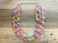 Load image into Gallery viewer, Tropical Pastel Pastry Beaded Necklace, Colorful Jewelry Chunky statement necklace resin beaded necklace jewelry pink blue purple green