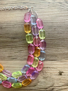 Tropical Pastel Pastry Beaded Necklace, Colorful Jewelry Chunky statement necklace resin beaded necklace jewelry pink blue purple green