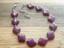 Load image into Gallery viewer, Purple Geometric Beaded Necklace, Multi Strand Acrylic Beaded Jewelry, Chunky bib jewelry, dark purple beaded necklace, big bead