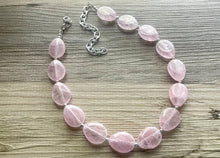 Load image into Gallery viewer, Blush Pink Single Strand Big Beaded Statement Necklace, baby pink Jewelry, pink beaded necklace, pink beaded necklace, bridesmaid necklace