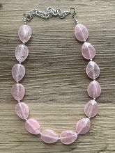 Load image into Gallery viewer, Blush Pink Single Strand Big Beaded Statement Necklace, baby pink Jewelry, pink beaded necklace, pink beaded necklace, bridesmaid necklace