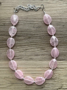 Blush Pink Single Strand Big Beaded Statement Necklace, baby pink Jewelry, pink beaded necklace, pink beaded necklace, bridesmaid necklace