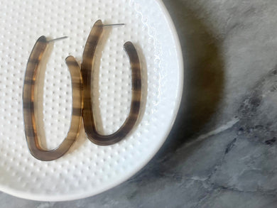 Gray Striped Oblong Geometric Hoop earrings, square earrings, tortoise shell jewelry, hoops acrylic acetate lucite drop earrings