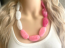 Load image into Gallery viewer, Pink Ombré Statement jewelry set, Chunky Beaded Necklace, pink Jewelry, Blush Fall Necklace, Hot pink Necklace, magenta beaded necklace