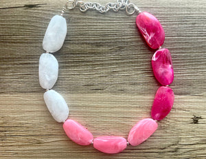 Pink Ombré Statement jewelry set, Chunky Beaded Necklace, pink Jewelry, Blush Fall Necklace, Hot pink Necklace, magenta beaded necklace