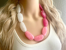 Load image into Gallery viewer, Pink Ombré Statement jewelry set, Chunky Beaded Necklace, pink Jewelry, Blush Fall Necklace, Hot pink Necklace, magenta beaded necklace