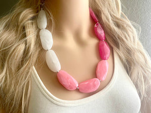 Pink Ombré Statement jewelry set, Chunky Beaded Necklace, pink Jewelry, Blush Fall Necklace, Hot pink Necklace, magenta beaded necklace