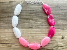 Load image into Gallery viewer, Pink Ombré Statement jewelry set, Chunky Beaded Necklace, pink Jewelry, Blush Fall Necklace, Hot pink Necklace, magenta beaded necklace