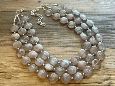 LAST ONE Gray Chunky Statement Necklace, big beaded bib necklace, gray jewelry, bridesmaid necklace, gray necklace, gray bridesmaid, bubble