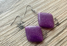 Load image into Gallery viewer, Purple Geometric Beaded Necklace, Multi Strand Acrylic Beaded Jewelry, Chunky bib jewelry, dark purple beaded necklace, big bead