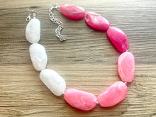 Load image into Gallery viewer, Pink Ombré Statement jewelry set, Chunky Beaded Necklace, pink Jewelry, Blush Fall Necklace, Hot pink Necklace, magenta beaded necklace