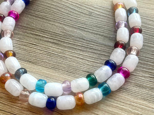 Rainbow Beaded Necklace, Colorful Jewelry, Chunky statement necklace, big beaded necklace, rainbow jewelry, rainbow baby