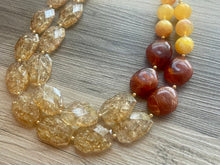 Load image into Gallery viewer, Fall Chunky Statement Necklace, Pumpkin Spice Big beaded jewelry, Double Strand Statement Necklace, Bib necklace, champagne bridesmaid