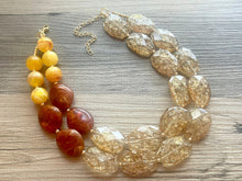 Load image into Gallery viewer, Fall Chunky Statement Necklace, Pumpkin Spice Big beaded jewelry, Double Strand Statement Necklace, Bib necklace, champagne bridesmaid