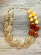 Load image into Gallery viewer, Fall Chunky Statement Necklace, Pumpkin Spice Big beaded jewelry, Double Strand Statement Necklace, Bib necklace, champagne bridesmaid