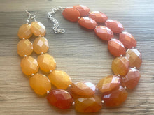 Load image into Gallery viewer, Fall Chunky Statement Necklace, Pumpkin Big beaded jewelry, Double Strand Statement Necklace, Bib necklace Clementine bridesmaid