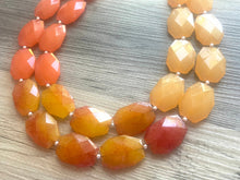 Load image into Gallery viewer, Fall Chunky Statement Necklace, Pumpkin Big beaded jewelry, Double Strand Statement Necklace, Bib necklace Clementine bridesmaid