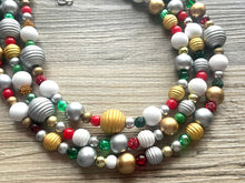 Load image into Gallery viewer, Christmas Cheer Necklace, Red &amp; Green Holiday Jewelry, Christmas Jewelry, Gold silver Jewelry, Beaded Christmas Gift Present