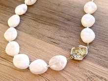 Load image into Gallery viewer, Creamy White Bubble long necklace, Confetti Glitter pendant white acrylic beaded statement necklace, everyday cream chunky layering necklace