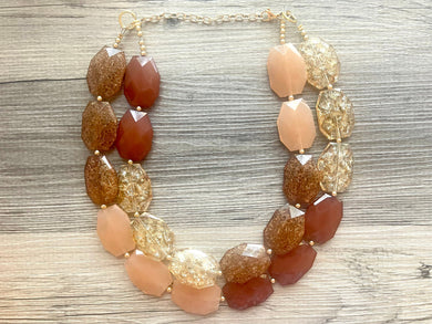 Fall Harvest Chunky Statement Necklace, Big beaded jewelry, Double Strand Statement Necklace, Bib necklace Champagne bridesmaid