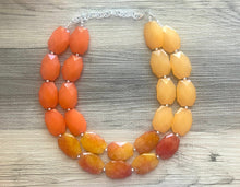 Load image into Gallery viewer, Fall Chunky Statement Necklace, Pumpkin Big beaded jewelry, Double Strand Statement Necklace, Bib necklace Clementine bridesmaid