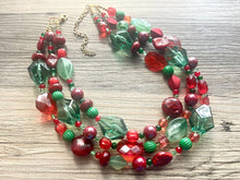 Load image into Gallery viewer, Merry Christmas Necklace, Red &amp; Green Holiday Jewelry, Christmas Jewelry, Red Green Jewelry, Beaded Christmas Gift Present