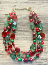 Load image into Gallery viewer, Merry Christmas Necklace, Red &amp; Green Holiday Jewelry, Christmas Jewelry, Red Green Jewelry, Beaded Christmas Gift Present