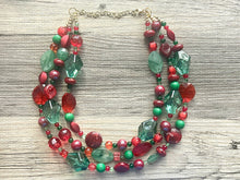 Load image into Gallery viewer, Merry Christmas Necklace, Red &amp; Green Holiday Jewelry, Christmas Jewelry, Red Green Jewelry, Beaded Christmas Gift Present