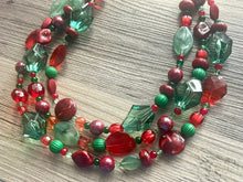 Load image into Gallery viewer, Merry Christmas Necklace, Red &amp; Green Holiday Jewelry, Christmas Jewelry, Red Green Jewelry, Beaded Christmas Gift Present