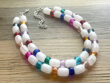 Load image into Gallery viewer, Rainbow Beaded Necklace, Colorful Jewelry, Chunky statement necklace, big beaded necklace, rainbow jewelry, rainbow baby