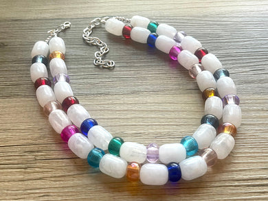 Rainbow Beaded Necklace, Colorful Jewelry, Chunky statement necklace, big beaded necklace, rainbow jewelry, rainbow baby