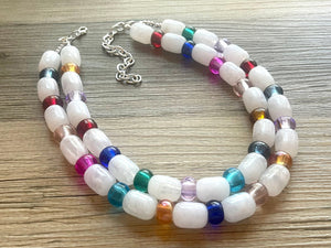 Rainbow Beaded Necklace, Colorful Jewelry, Chunky statement necklace, big beaded necklace, rainbow jewelry, rainbow baby