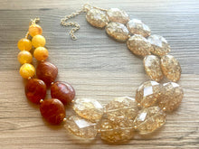 Load image into Gallery viewer, Fall Chunky Statement Necklace, Pumpkin Spice Big beaded jewelry, Double Strand Statement Necklace, Bib necklace, champagne bridesmaid